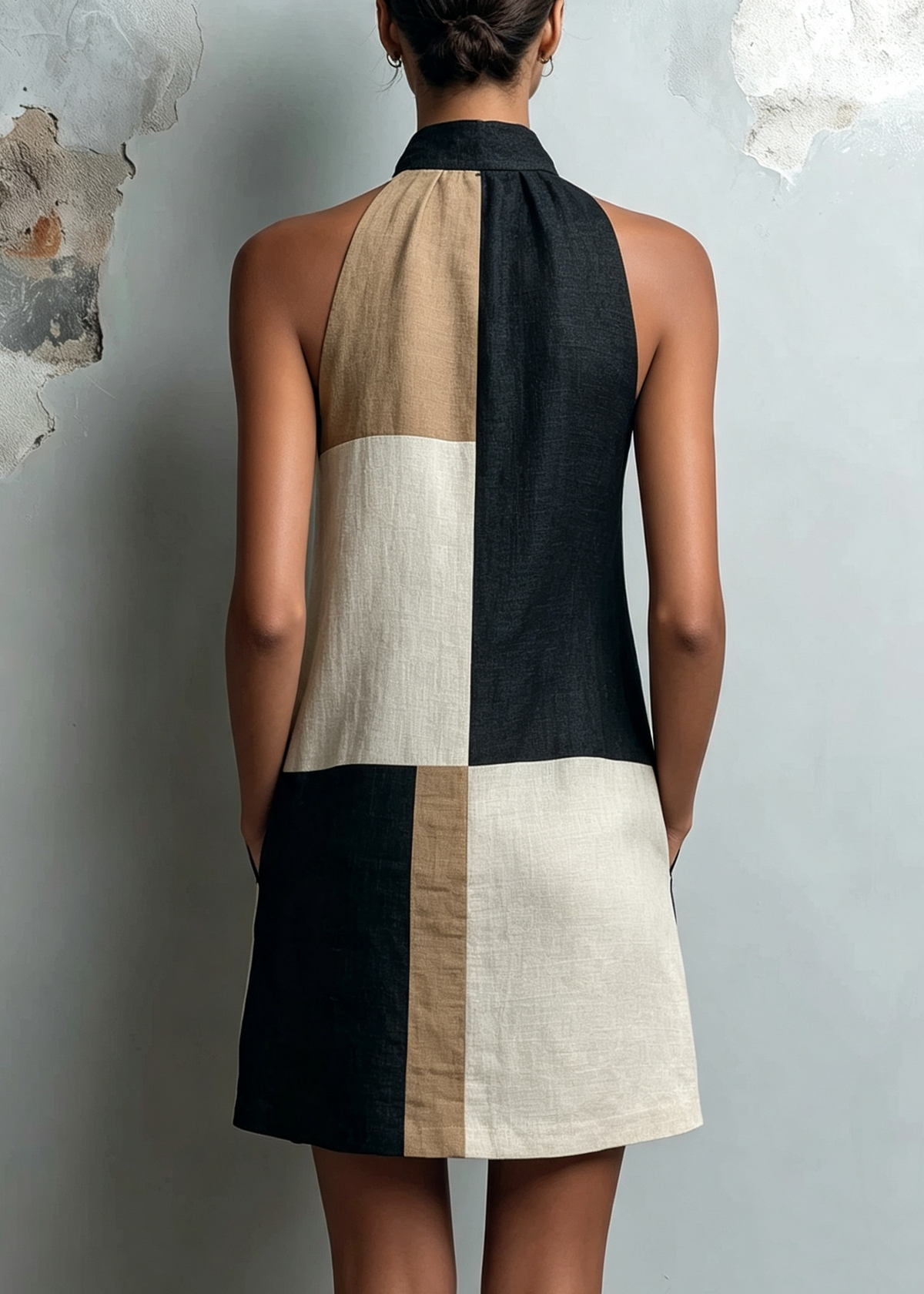 Quinn Colorblock Halter Dress